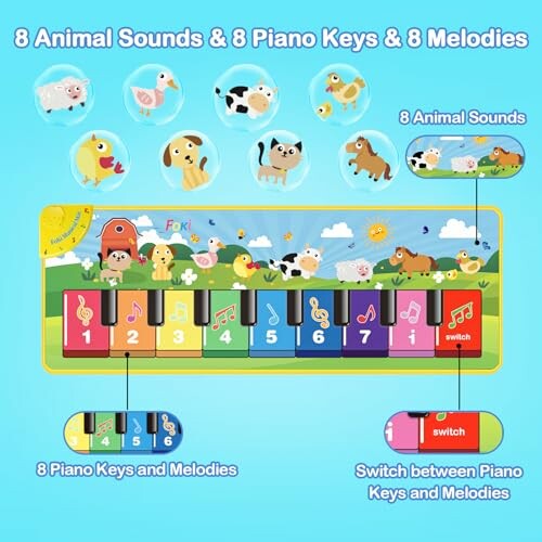 Children's toy with animal sounds and piano keys.