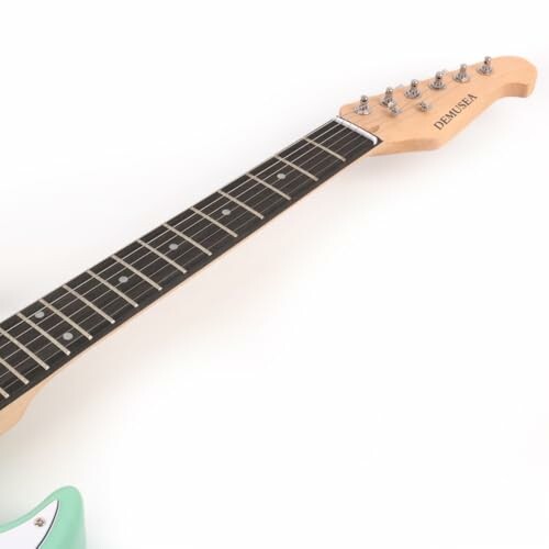 Electric guitar neck and headstock on white background