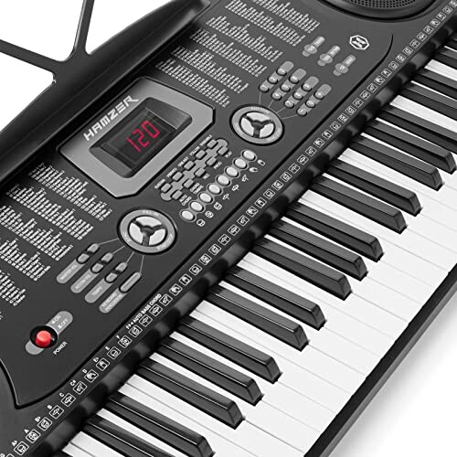 Electronic keyboard with digital display and buttons