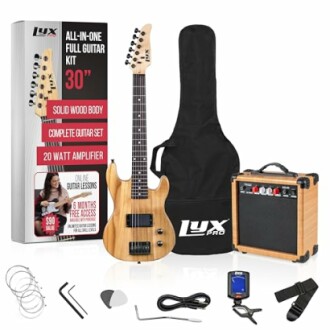 LuxPro all-in-one full guitar kit with amplifier and accessories