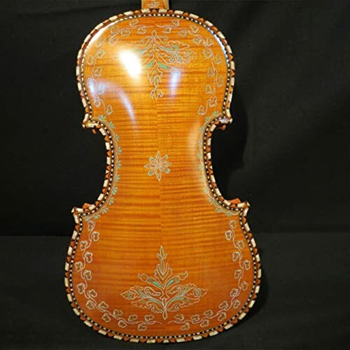 Back of a violin with intricate inlay design