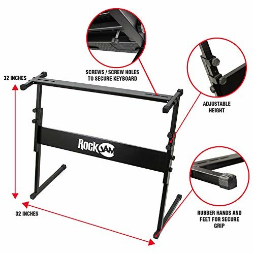 RockJam keyboard stand with adjustable height and secure features, perfect for your setup!
