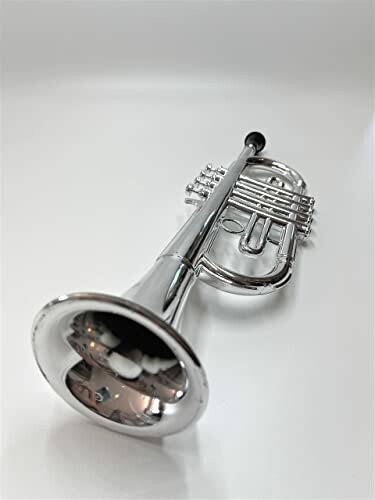 Silver trumpet on a white background