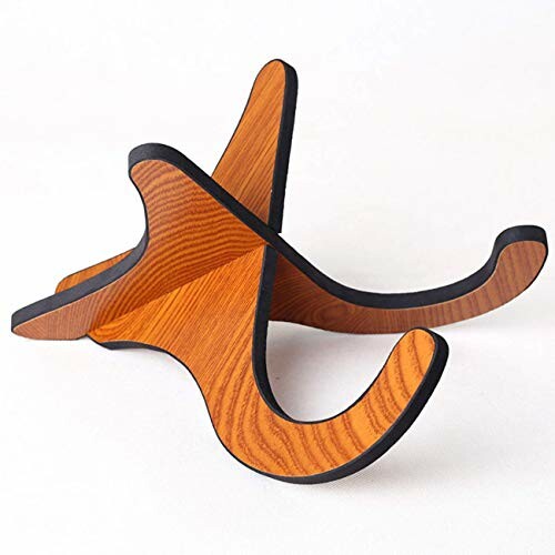 Wooden guitar stand on white background